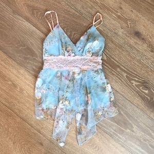 Light blue floral Lacey top